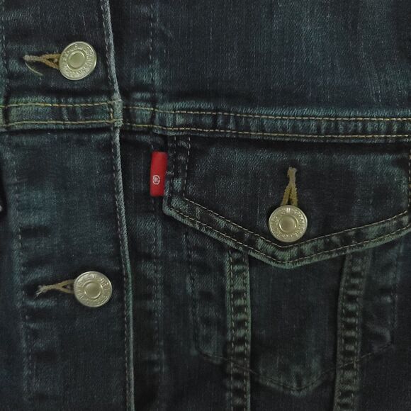 LEVI STRAUSS Women's NWT Original Trucker Crop Denim Jacket Sz S Blank Tab RARE - Picture 6 of 16